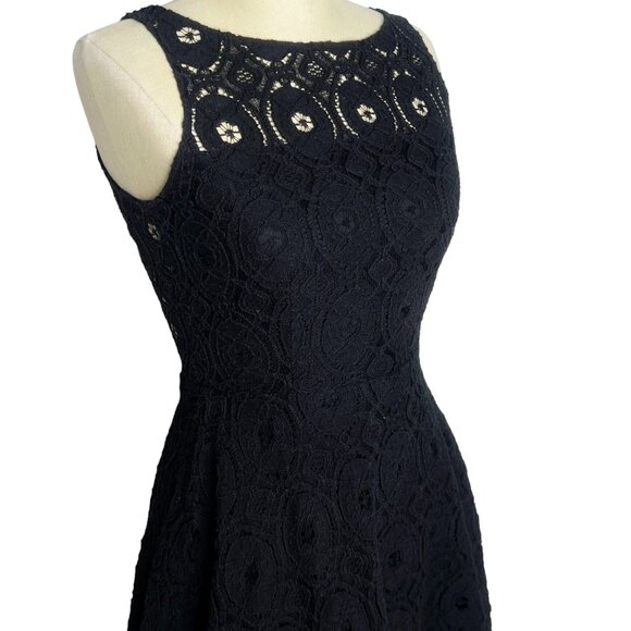 BB Dakota Dresses & Skirts - BB Dakota Womens Size 4 Black Lace Overlay Fit Flare Sheer Back